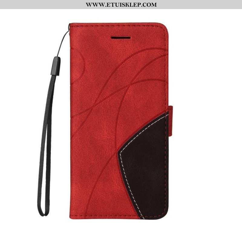 Etui Folio do Samsung Galaxy M12 / A12 Dwukolorowa Sygnowana Sztuczna Skóra